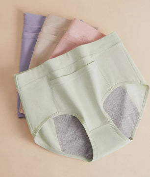 4-Pack Dames Menstruatie Ondergoed - Lekvrij, Hoge Taille Katoen Slips