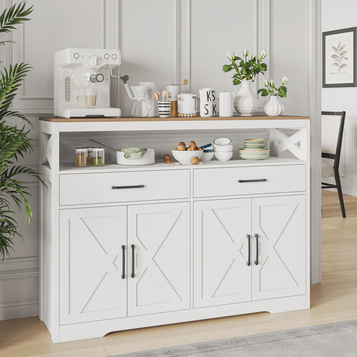Stijlvolle Keuken Dressoir met Deuren en Lades - Landelijke Woonkamerkast