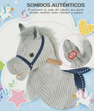 Homcom Children's Rocking Horse for Children +3 Years with Sound 73X35X64Cm Gray