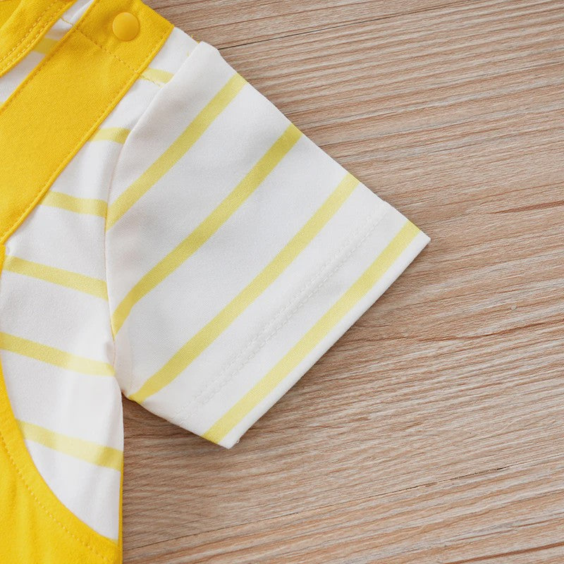 Schattige Gele Baby Romper met Hondjesprint - Korte Mouw Zomer Jumpsuit