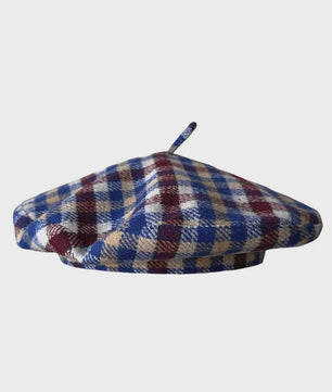 Stijlvolle Ruitjes Baret voor Dames - Retro Vliegende Schotel Hoed