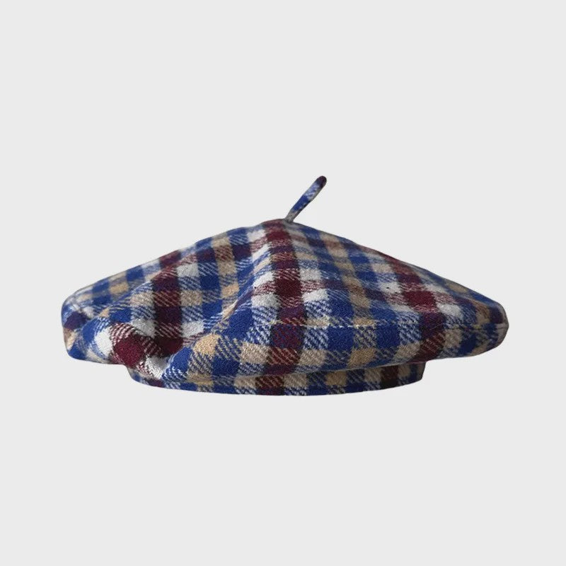 Stijlvolle Ruitjes Baret voor Dames - Retro Vliegende Schotel Hoed
