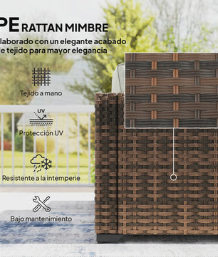 Outsunny Loungeset 6-delig Rotan Tuinmeubelen met Kussens en Salontafel