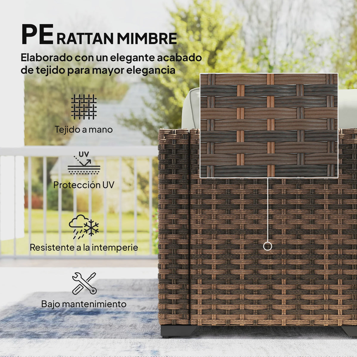 Outsunny Loungeset 6-delig Rotan Tuinmeubelen met Kussens en Salontafel