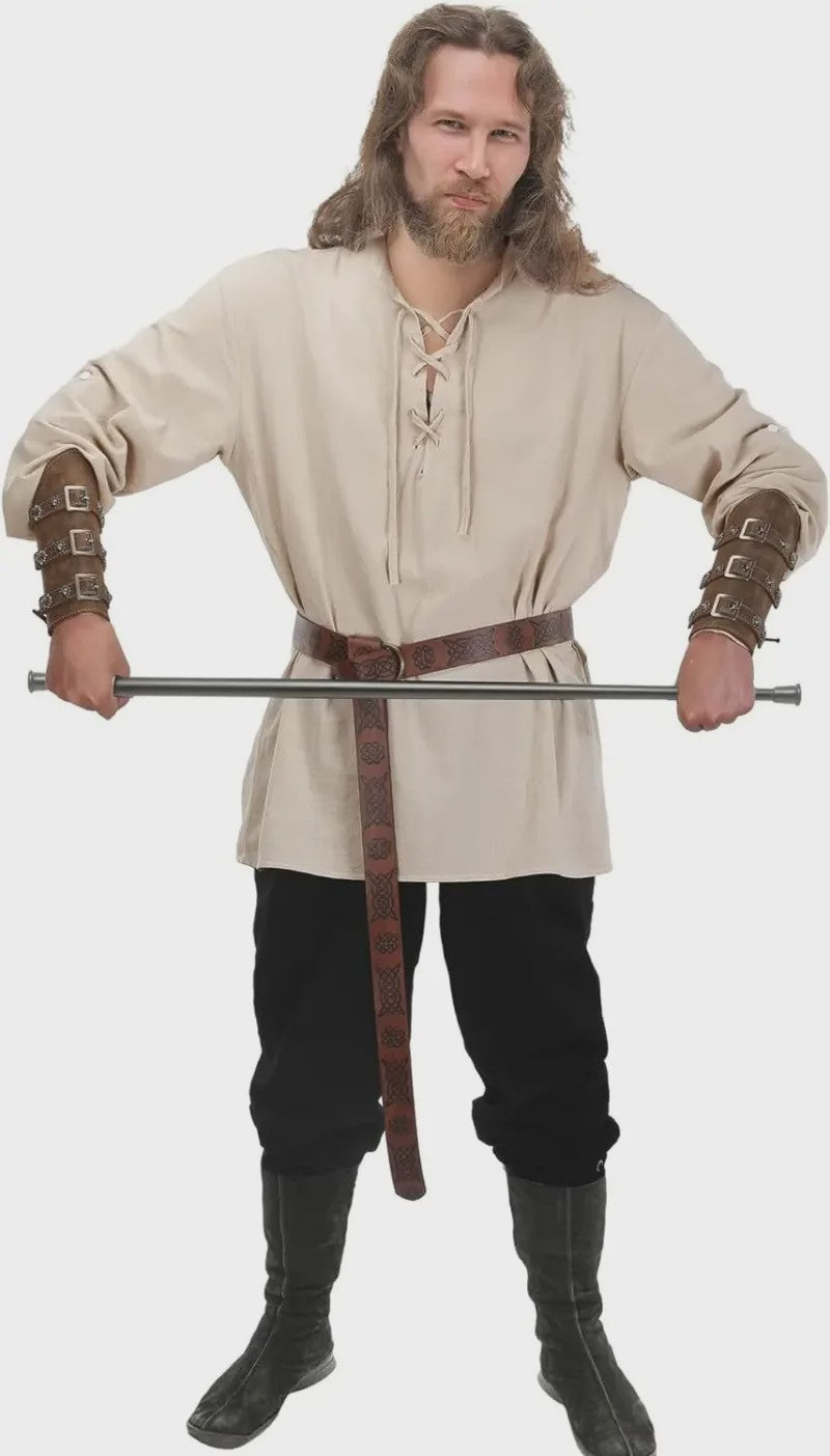 Herencostuum Middeleeuwse Piraat/Viking - Renaissance Set met Shirt, Broek, Riem & Armboeien