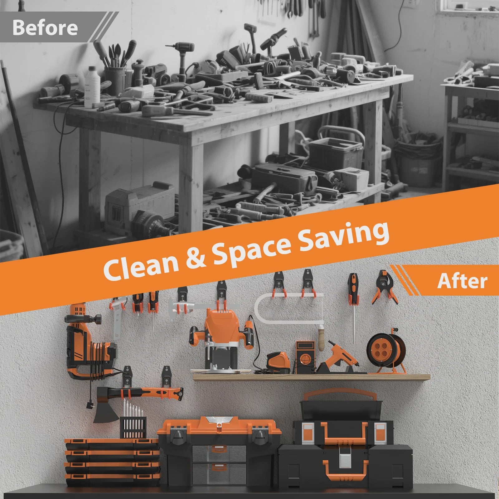 Heavy Duty Garage Haken Set - Wandmontage Organizer voor Gereedschap, Fietsen & Tuin