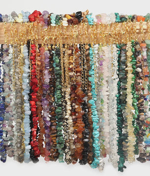 Unieke Natuursteen Choker Ketting - Onregelmatige Kristal & Aquamarijn Chips