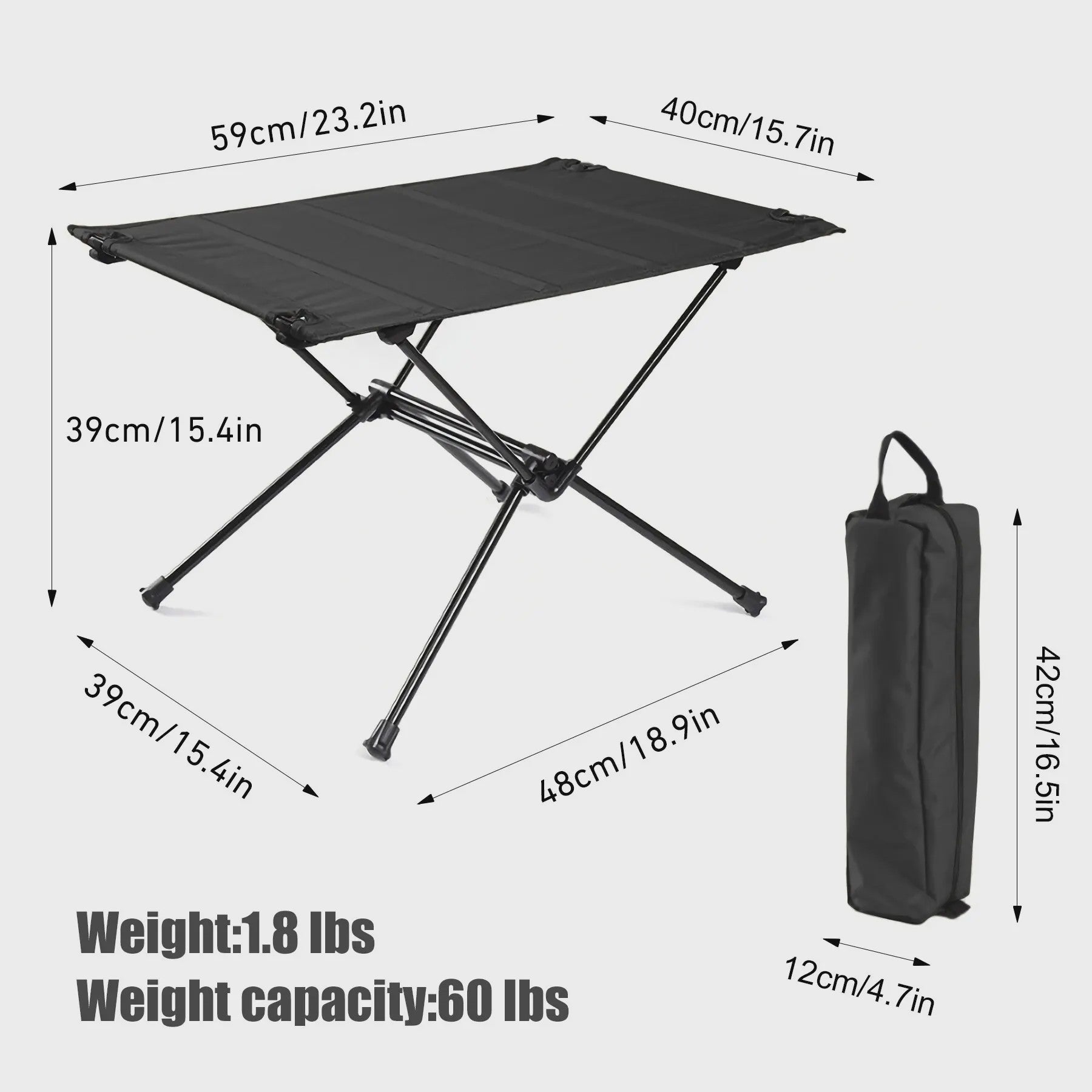WESTTUNE Campingtafel Opvouwbaar Lichtgewicht Aluminium & 1680D Oxford Doek - Draagbaar voor Outdoor Picknick