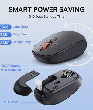 Baseus Draadloze Muis: Bluetooth & 2.4GHz, 1600DPI, Stille Kliks - Perfect voor PC, MacBook & Tablet