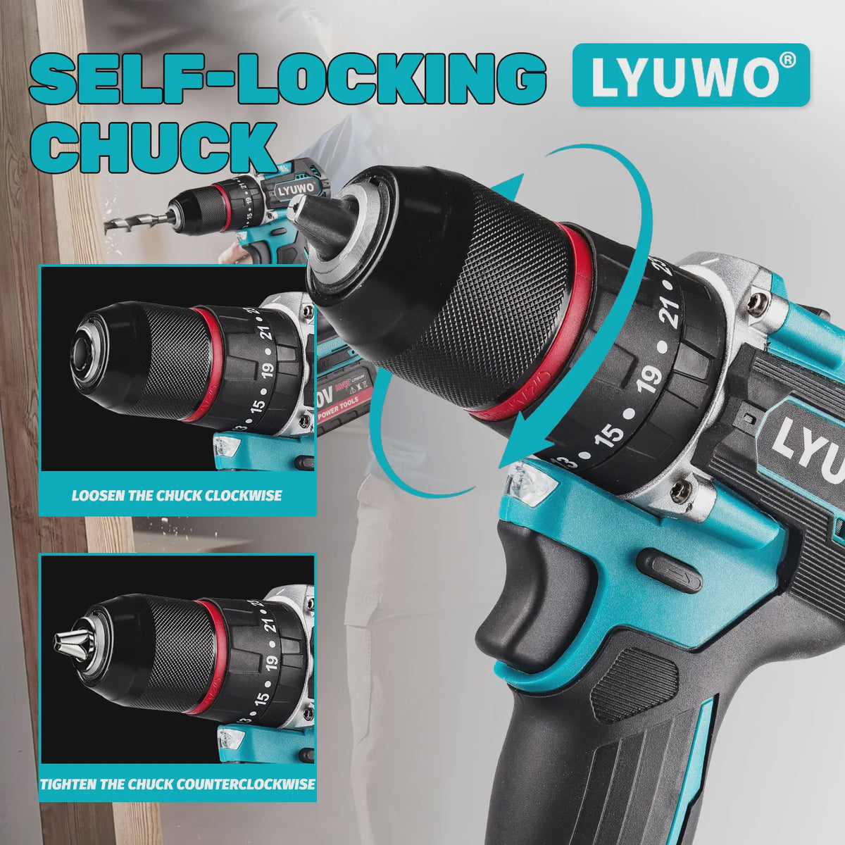 LYUWO 20V Brushless Accu Klopboormachine & Schroefmachine | 4.0Ah Batterij