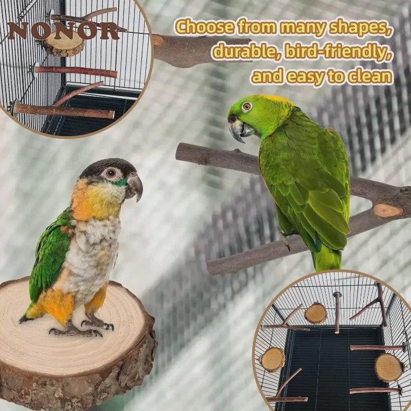 Natuurlijke Houten Papegaai Zitstok Set - Kauwbaar & Pootverzorgend Speelgoed