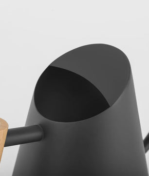 Roestvrijstalen Gieter 900ml Mat Zwart met Houten Handvat & Lange Tuit