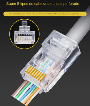 100x RJ45 Connectoren CAT6/CAT5e - Doorvoer Crystal Plug, Goudkleurig, 8P8C Ethernet Modular Plug