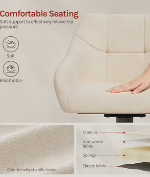Set van 2 Chenille Eetkamerstoelen - 360° Draaibaar, Ergonomisch & Comfortabel