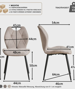Set Eetkamerstoelen Nordic Stijl - Comfortabel Velvet met Metalen Poten (Per 2, 4 of 6)