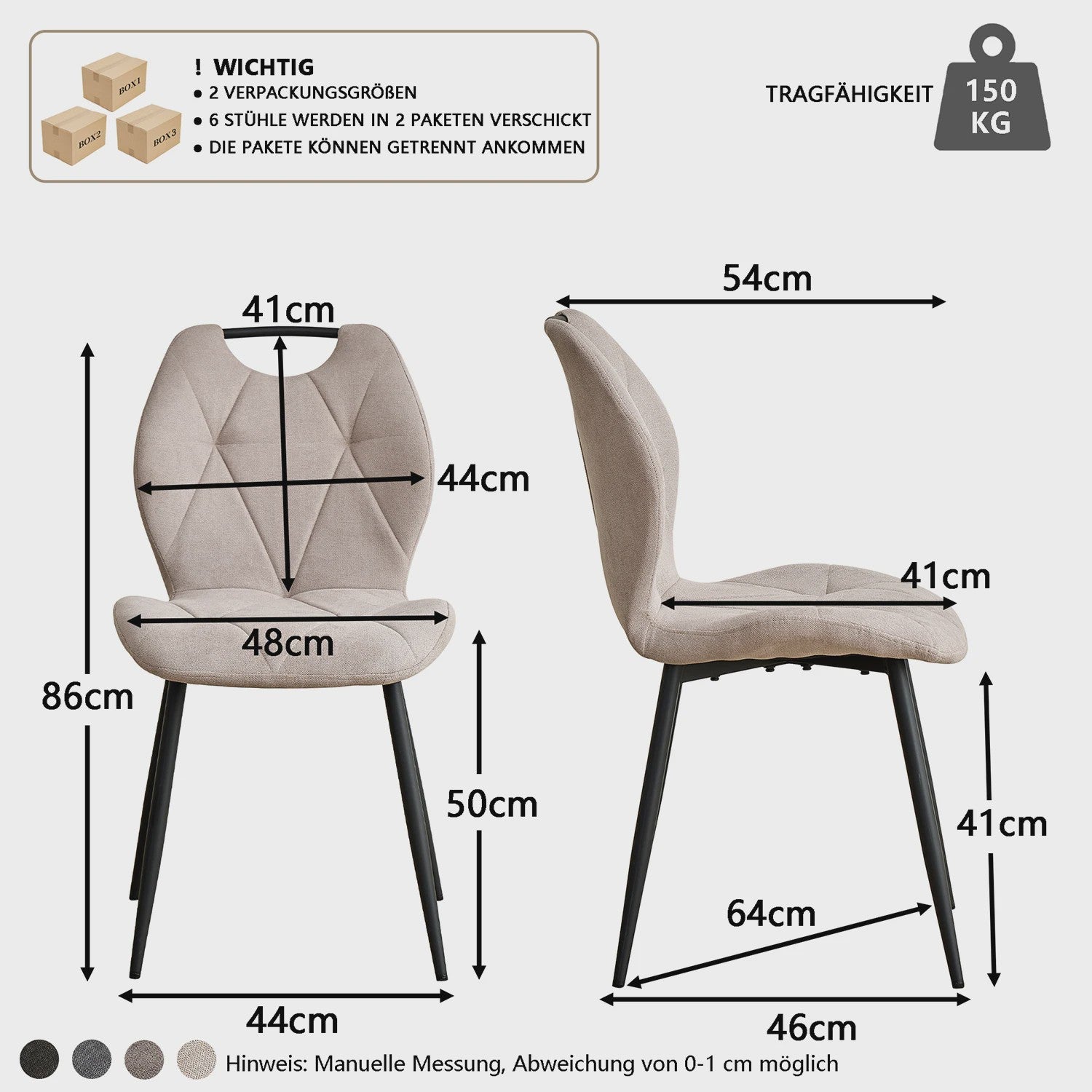 Set Eetkamerstoelen Nordic Stijl - Comfortabel Velvet met Metalen Poten (Per 2, 4 of 6)
