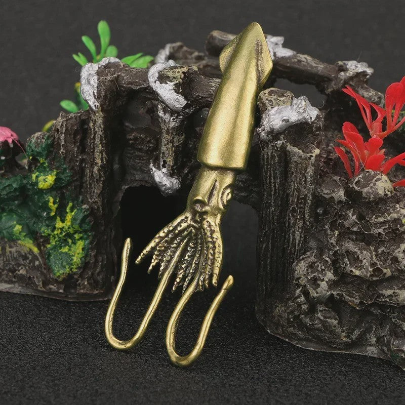 Antieke Messing Pijlinktvis Decoratie - Retro Koperen Miniatuur Beeldje