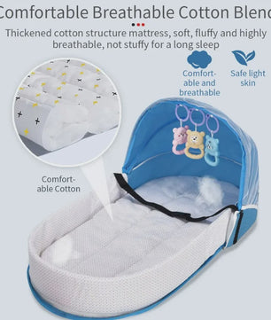 Draagbaar Babybedje met Klamboe en Comfortabel Matras - Anti-druk & Opvouwbaar