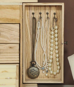 Houten Sieradenkast met Spiegel, Lades en Armbandrol - Organiseer je Accessoires