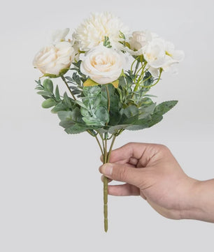 Kunstboeket Rozen & Chrysanten - Zijde Bloemen voor Bruiloft, Decoratie & DIY