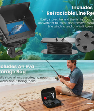 Fish Finder Underwater Camera 1080P HD 4.3 Inch LCD Fishing Camera With 8000mAh Battery Portable Fishing Tools With Night Vision