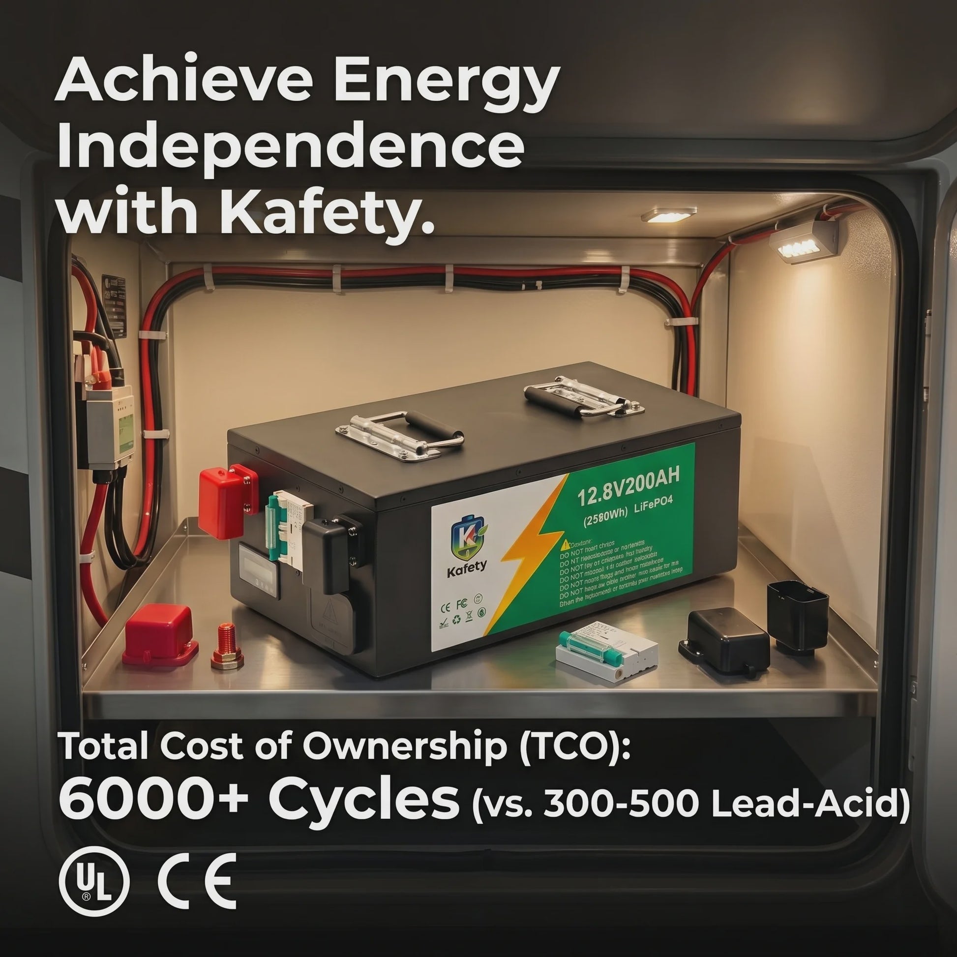 Easun 12V 200Ah LiFePO4 Accu met BMS | 6000+ Cycli | Zonne-energie, Camper, Boot, Thuisback-up