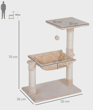 PawHut Kattenkrabpaal met Hangmat, Platform en Krabpalen - Beige