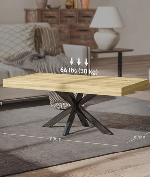 Industriële Rechthoekige Salontafel - Zwart Metaal & Houtlook - 110x60x45cm