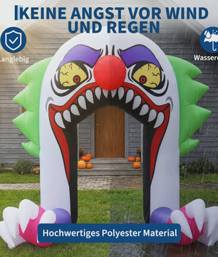 Opblaasbare Halloween Clown Poort 180cm met LED Verlichting - Tuindecoratie
