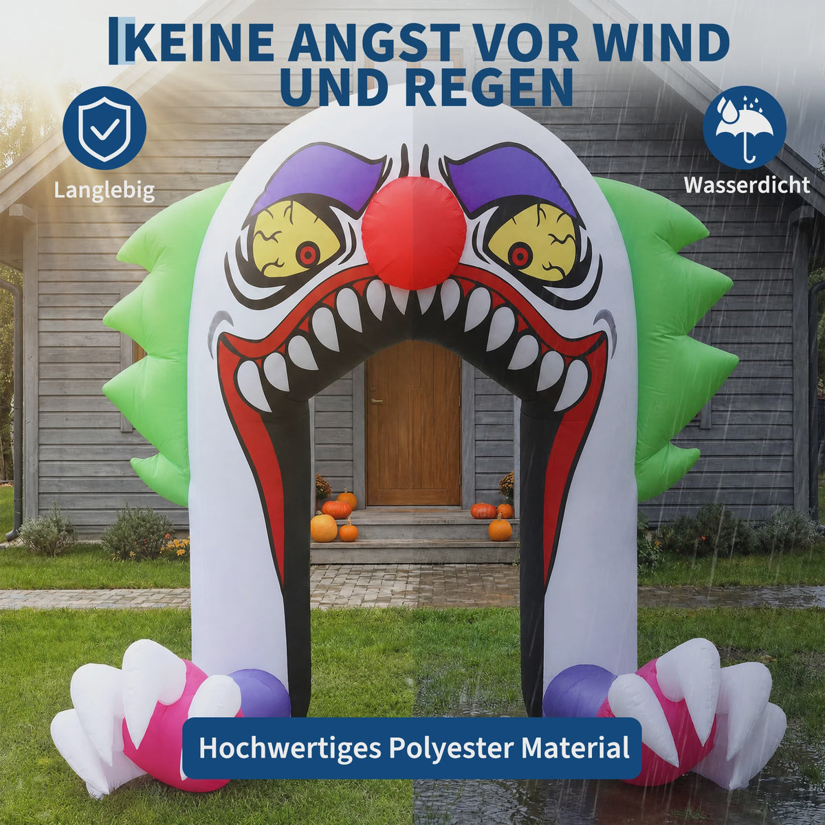 Opblaasbare Halloween Clown Poort 180cm met LED Verlichting - Tuindecoratie
