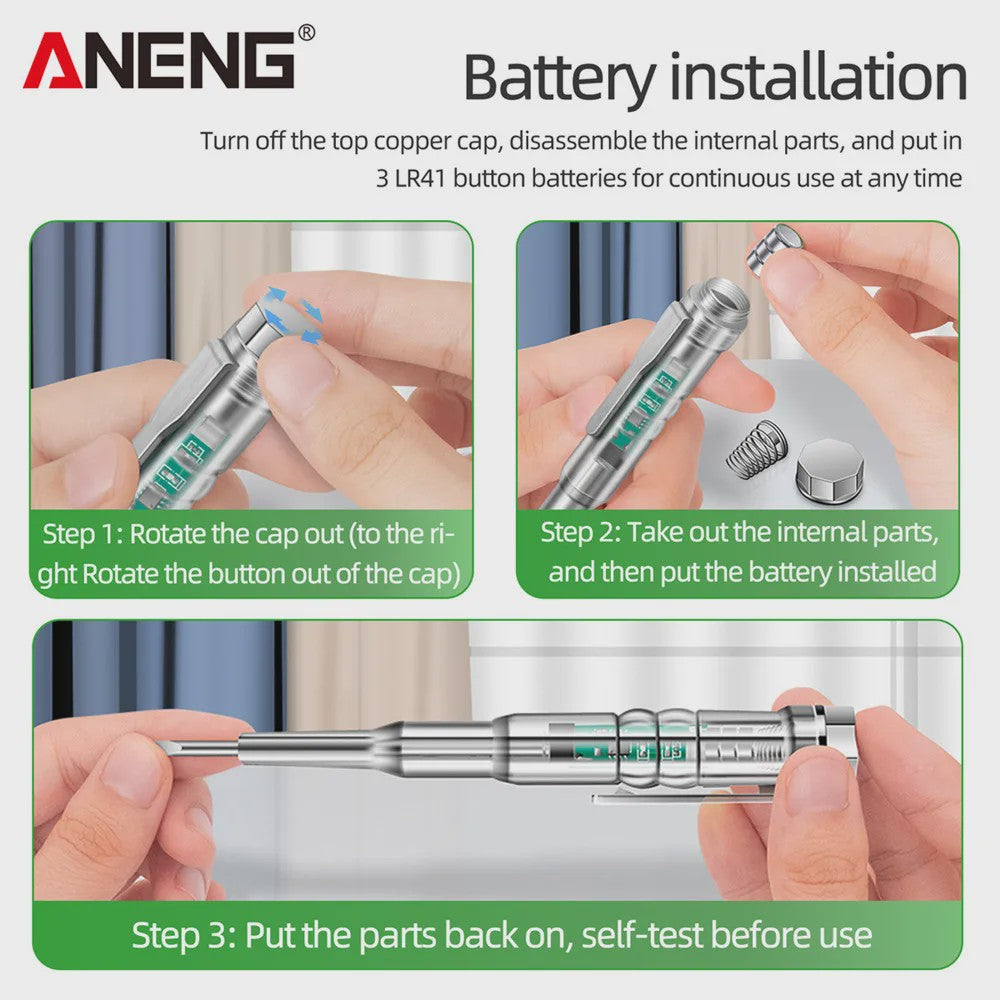 ANENG B14 Spanningsmeter Testpen Schroevendraaier 24-250V met Geluid & Licht Alarm
