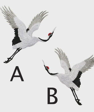Geborduurde Kraanvogel Patches - Strijk- of Naaibaar voor Kledingdecoratie