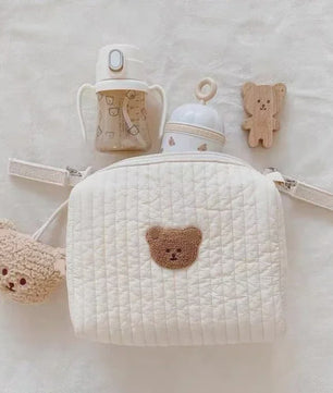 Quilted Luiertas Organizer met Borduring - Baby Verzorgingstas voor Kinderwagen