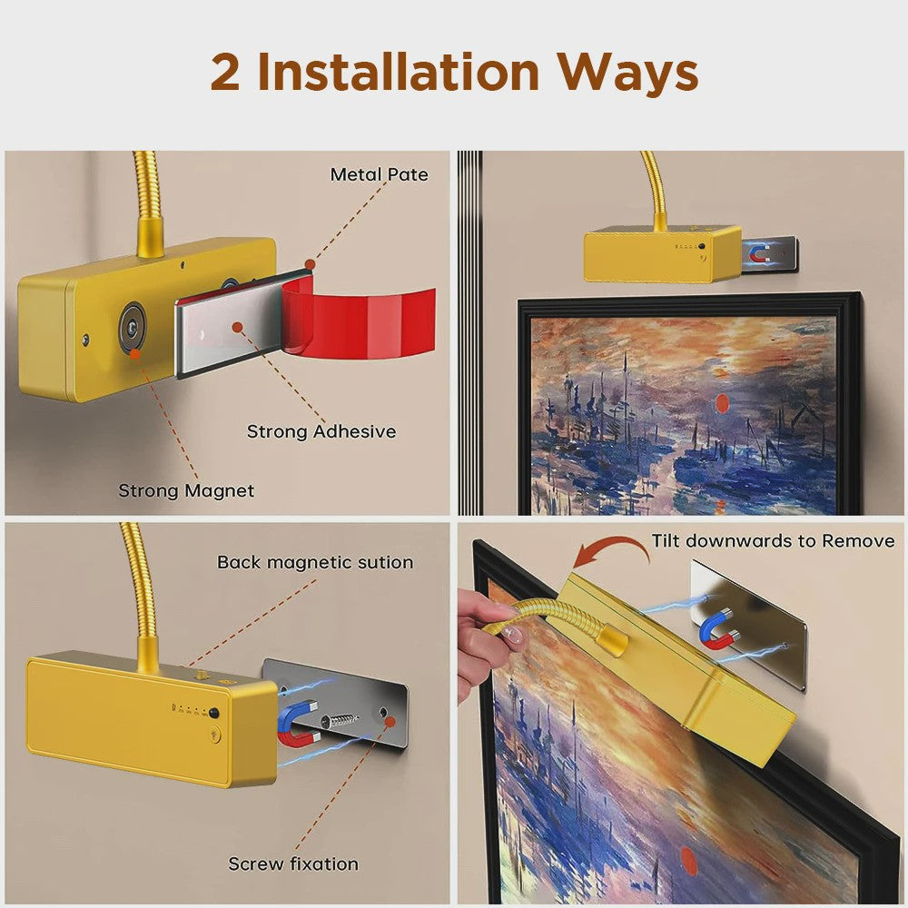 Gouden LED Wandlamp met Afstandsbediening - 3 Kleuren & Dimbaar
