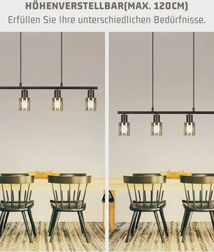 Vintage Zwarte Industriële Hanglamp voor Eettafel - 4-lichts Glas E14 Retro