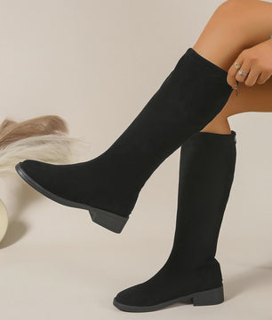 Winter Round Toe Sexy and Comfortable Suede Low Heeled Boots, Fashionable New Style, Elegant Fashion Show Knight Boots for Women