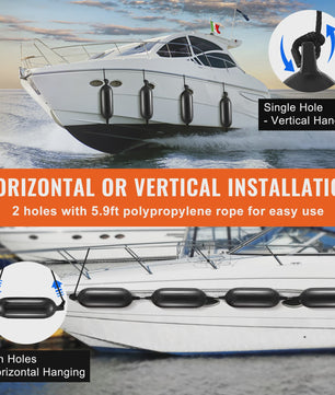 Opblaasbare Bootfender met Ribbels - Marine & Jachthaven Bescherming - Inclusief Pomp & Touwen