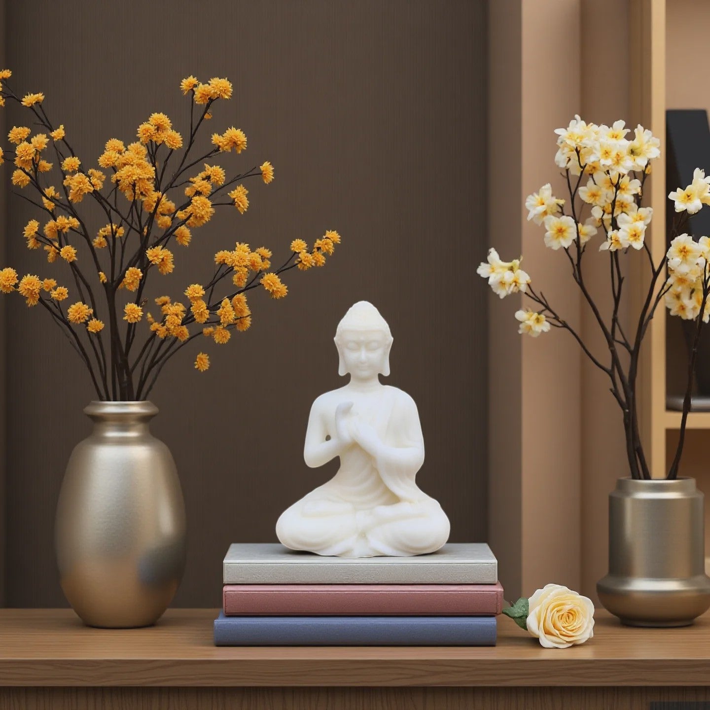 Sfeervolle Buddha Beeldje - Mediterende Boeddha Decoratie - Kunststeen
