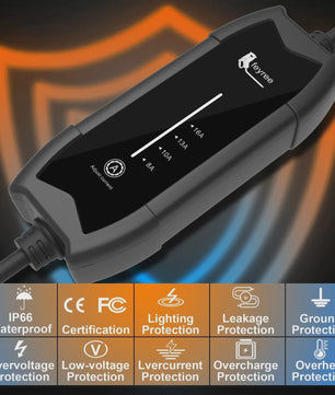 Feyree Draagbare EV Charger 3.5kW Type 2, 16A, 5m Kabel - Instelbare Stroomsterkte