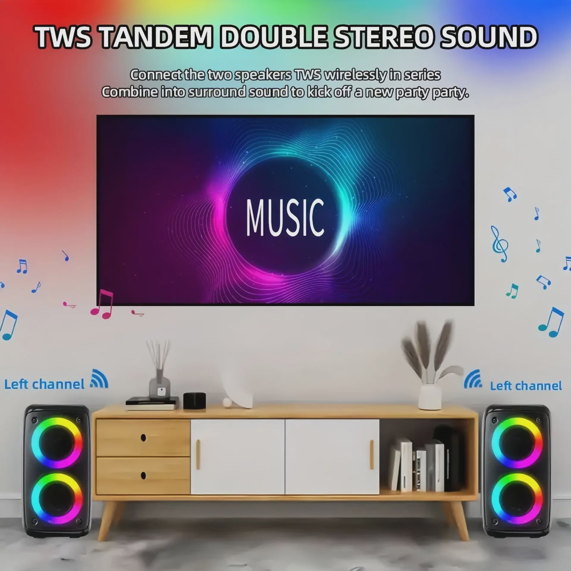 Draagbare Karaoke Bluetooth Speaker met Microfoon, FM Radio & LED Lichtshow