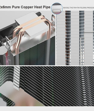 Ruix X2000 CPU Cooler: Stille Koeling met Rainbow RGB Ventilator & 2 Heatpipes