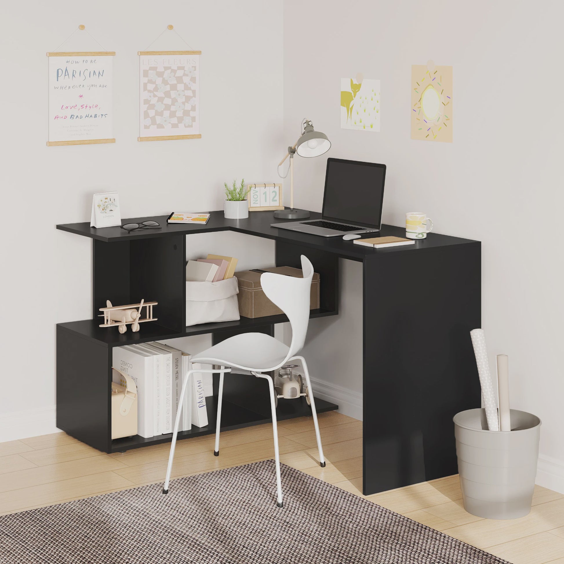 Hoekbureau met Opbergruimte - Stijlvol Bureau voor Werk, Studie en Thuis