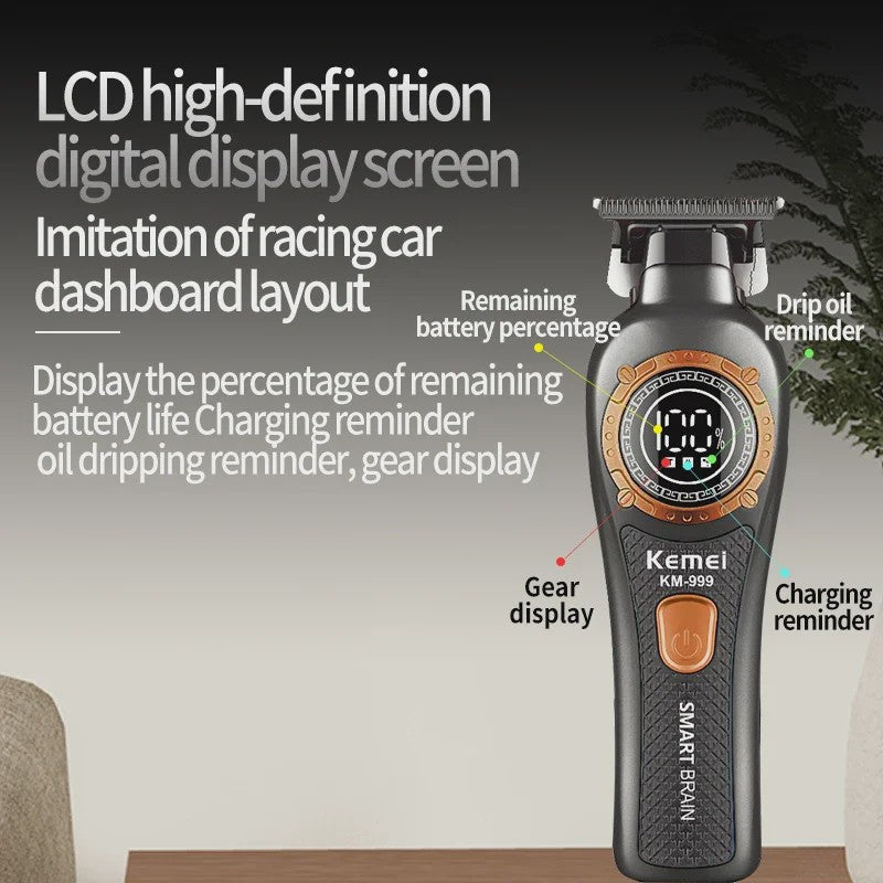 Kemei KM-999 Professionele Draadloze Trimmer met Digitaal Display