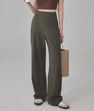 Dames Comfortabele Yogabroek met Hoge Taille en Zakken - Nake-Feeling Stretch Loungebroek voor Sport & Vrije Tijd