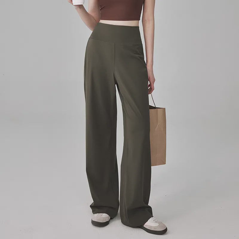 Dames Comfortabele Yogabroek met Hoge Taille en Zakken - Nake-Feeling Stretch Loungebroek voor Sport & Vrije Tijd