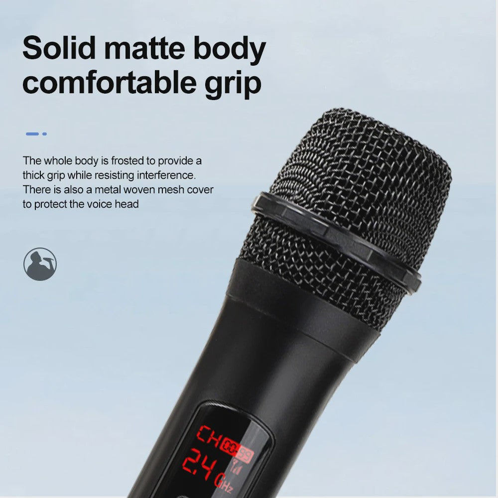 Draadloze Microfoon Set: 2x VHF Handheld Microfoons met Ontvanger voor Feest, Karaoke & Presentaties