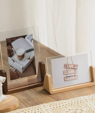 Stijlvol Houten Fotolijst met Acryl Glas - U-Vorm Design voor Desktop & Decoratie