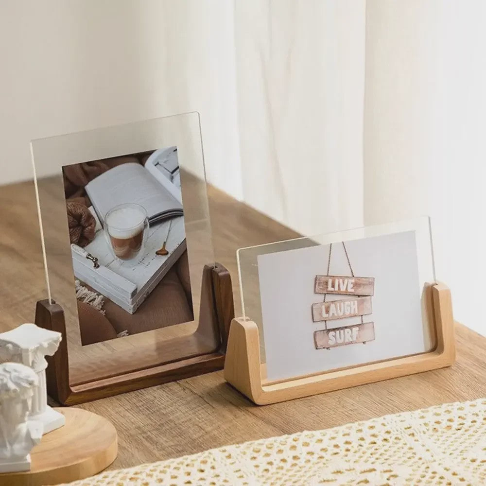 Stijlvol Houten Fotolijst met Acryl Glas - U-Vorm Design voor Desktop & Decoratie