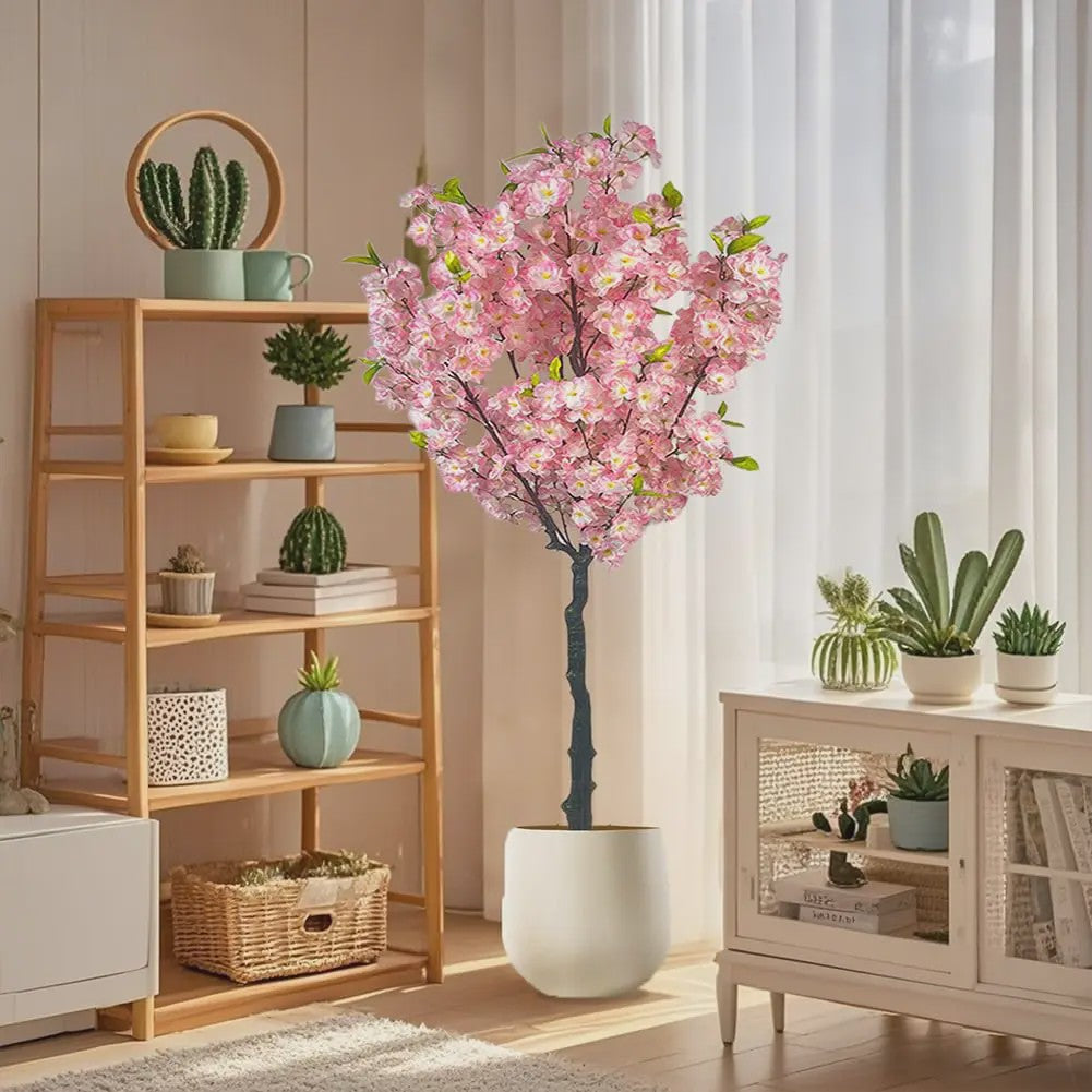 Realistische Kunst Cherry Blossom Boom - Roze Zijde Bloesems - 120cm of 150cm - Verstelbare Takken - Moderne Pot