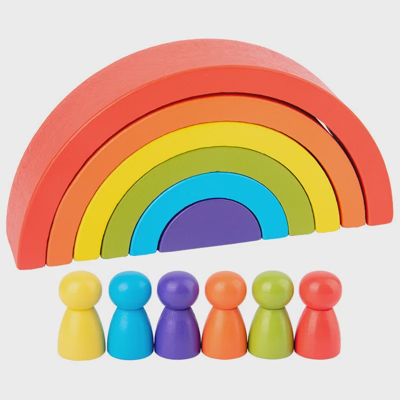 Houten Regenboog Stapel- en Balansspeelgoed - Montessori Educatief Speelgoed voor Kinderen